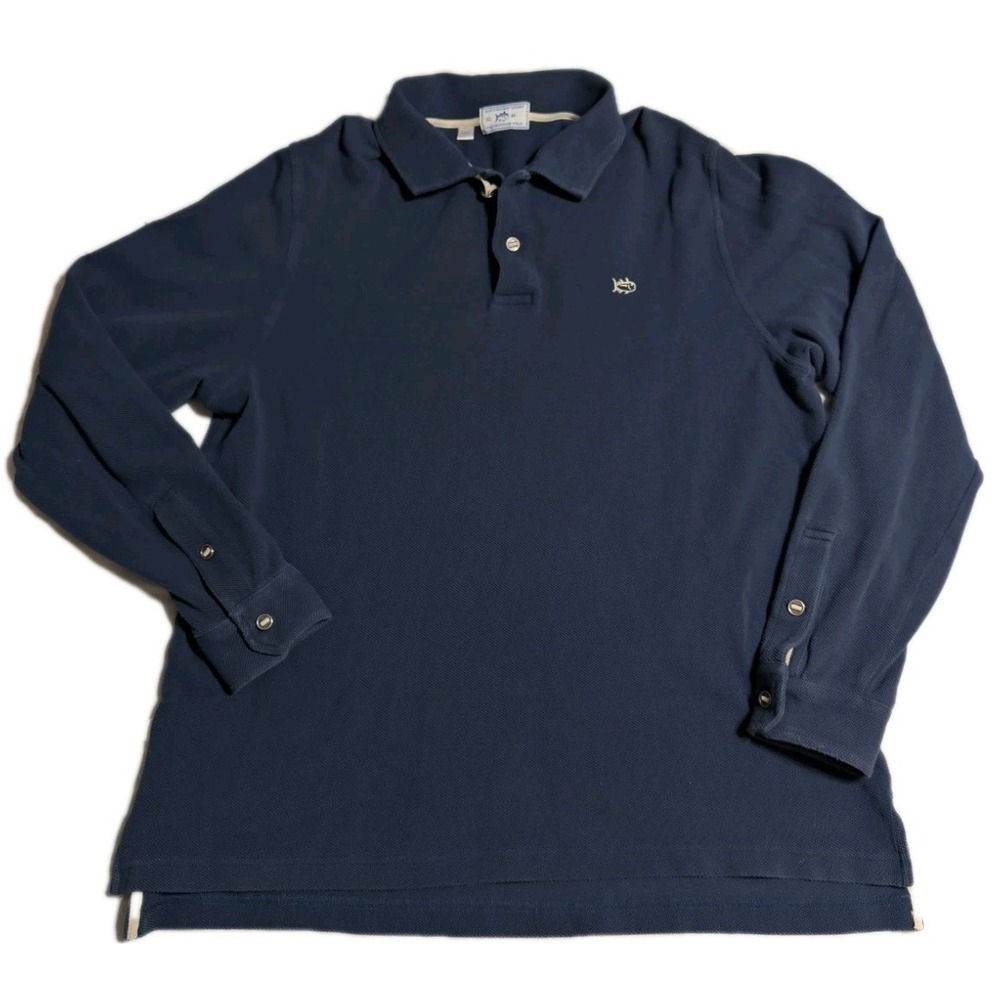 Southern Tide Skipjack Polo Shirt Mens XL‎ 42 Navy Blue Long Sleeve Cotton